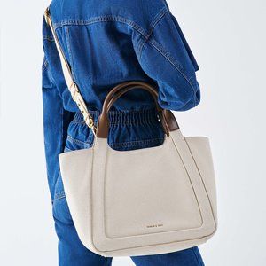 Charles and Keith Nova Two-Tone Large Canvas Tote Bag